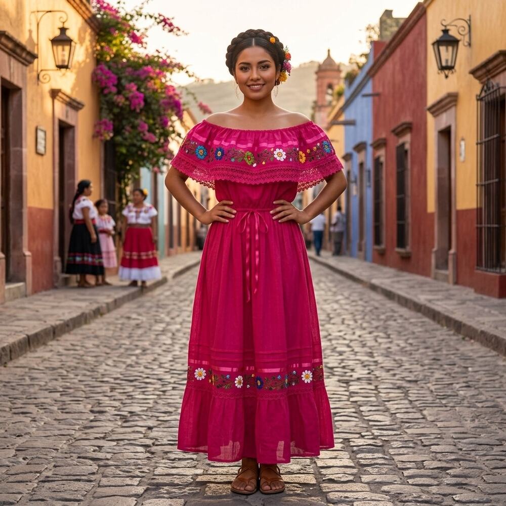 Mexican campesita peasent dress Size unisize Gauze material